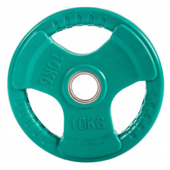 Profi Fit 3 HANDLE 10 кг обрезиненный (с хватами) из каталога дисков для штанги с посадочным диаметром 50 мм. в Саратове по цене 4930 ₽