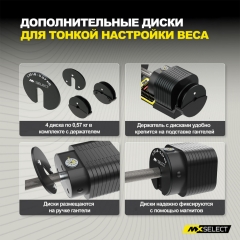 0.57 кг, 4 шт с держателем (дополнительные веса) в Саратове по цене 7990 ₽ в категории разборные (наборные) гантели MX Select